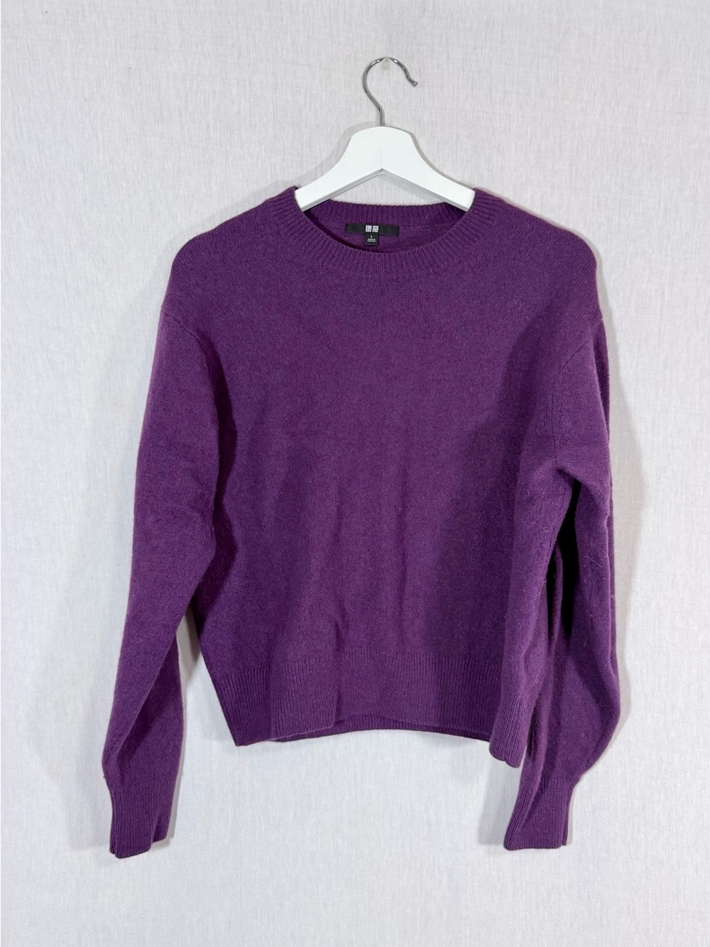Uniqlo L 100% wool Purple Crewneck Sweater